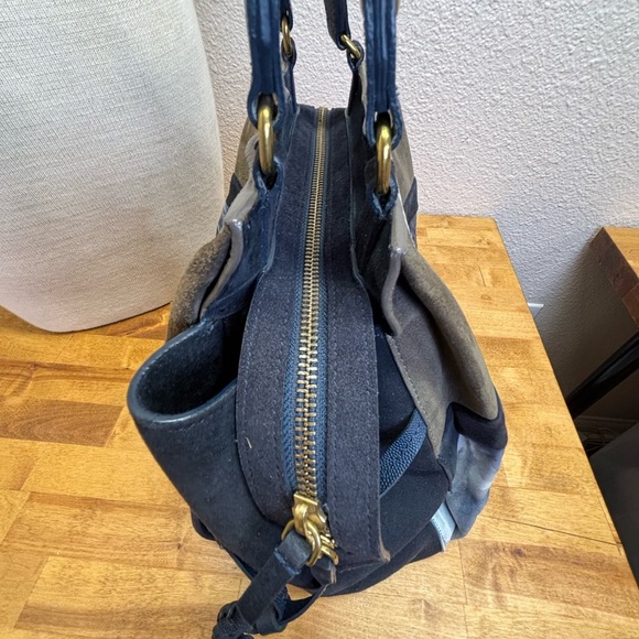 Jerome Dreyfuss Anatole Medium Navy Suede Leather Tie Dye Satchel Crossbody Bag - Picture 5 of 16